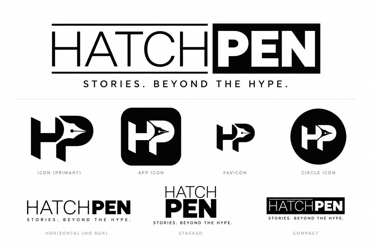 Hatchpen Monochrome Brand Identity Board